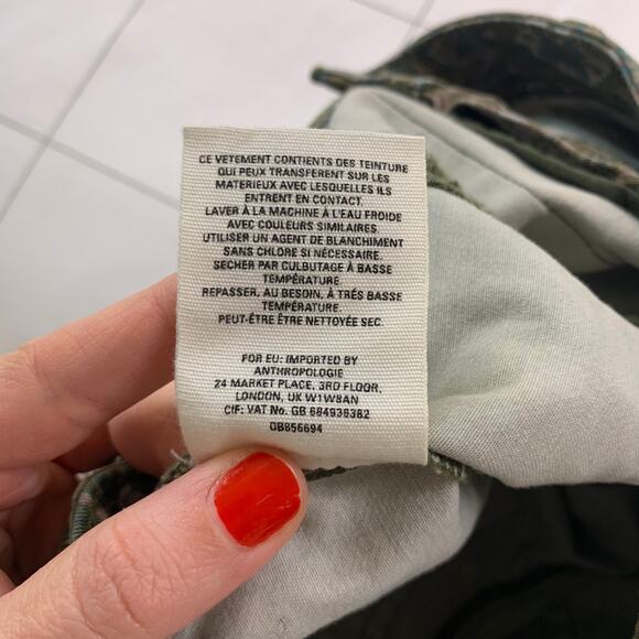 Anthropologie Pants Womens 26 Green Cadet Slim Utility Floral Casual High Rise - Picture 6 of 10